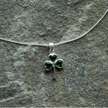 Sterling Silver Shamrock Pendant with Green stone