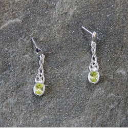 studded celtic knotwork earring with Peridot 